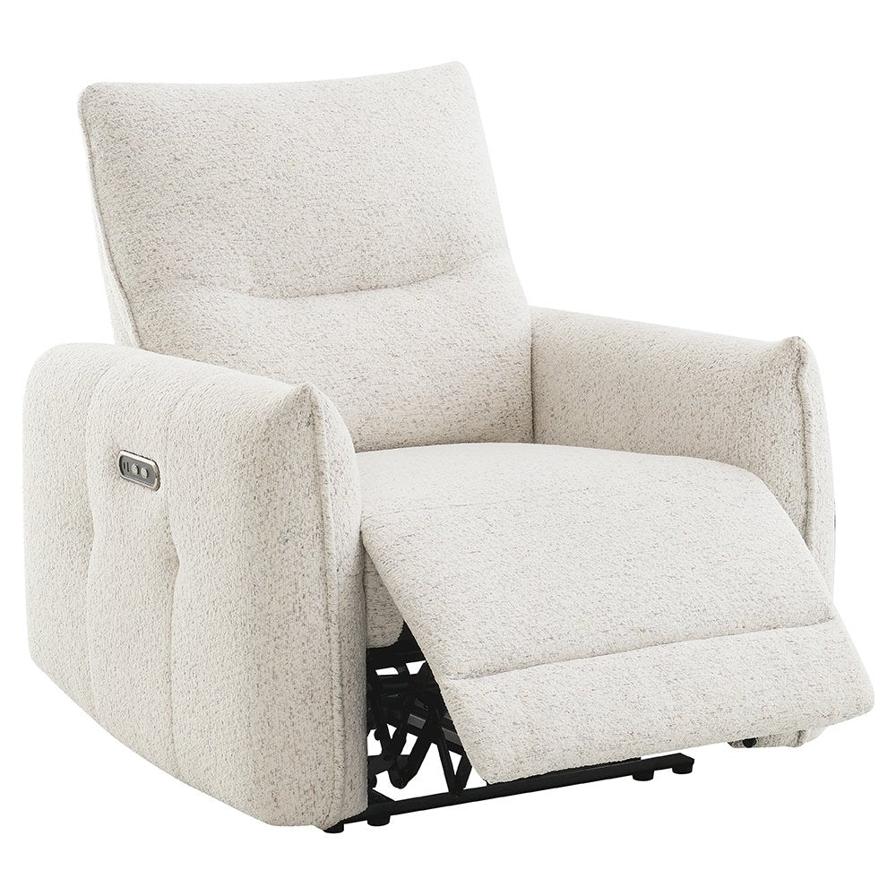 Lalisa Power Motion Recliner w/USB Port, Cream Chenille