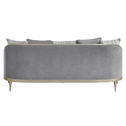 Fernando Sofa w/5 Pillows, Gray Chenille & Champagne