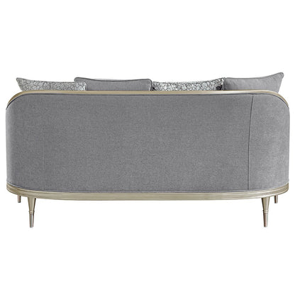 Fernando Loveseat w/4 Pillows, Gray Chenille & Champagne