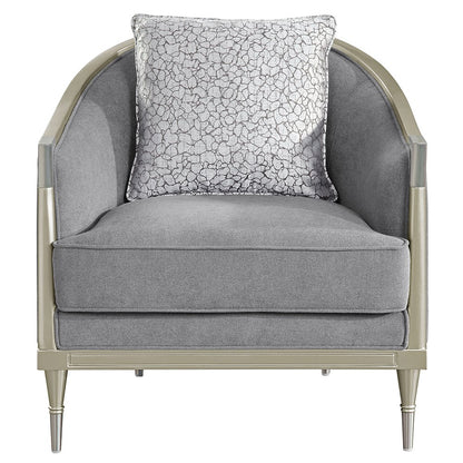 Fernando Chair w/Pillow, Gray Chenille & Champagne