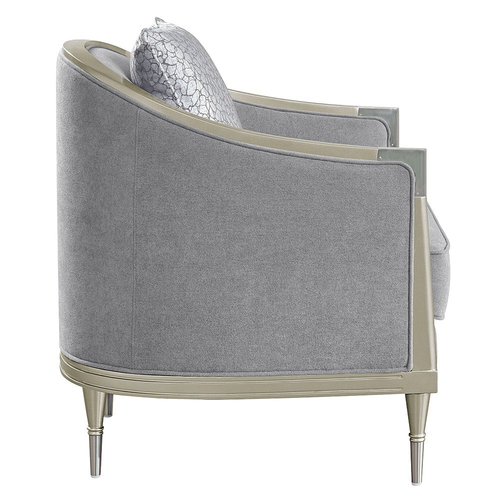 Fernando Chair w/Pillow, Gray Chenille & Champagne