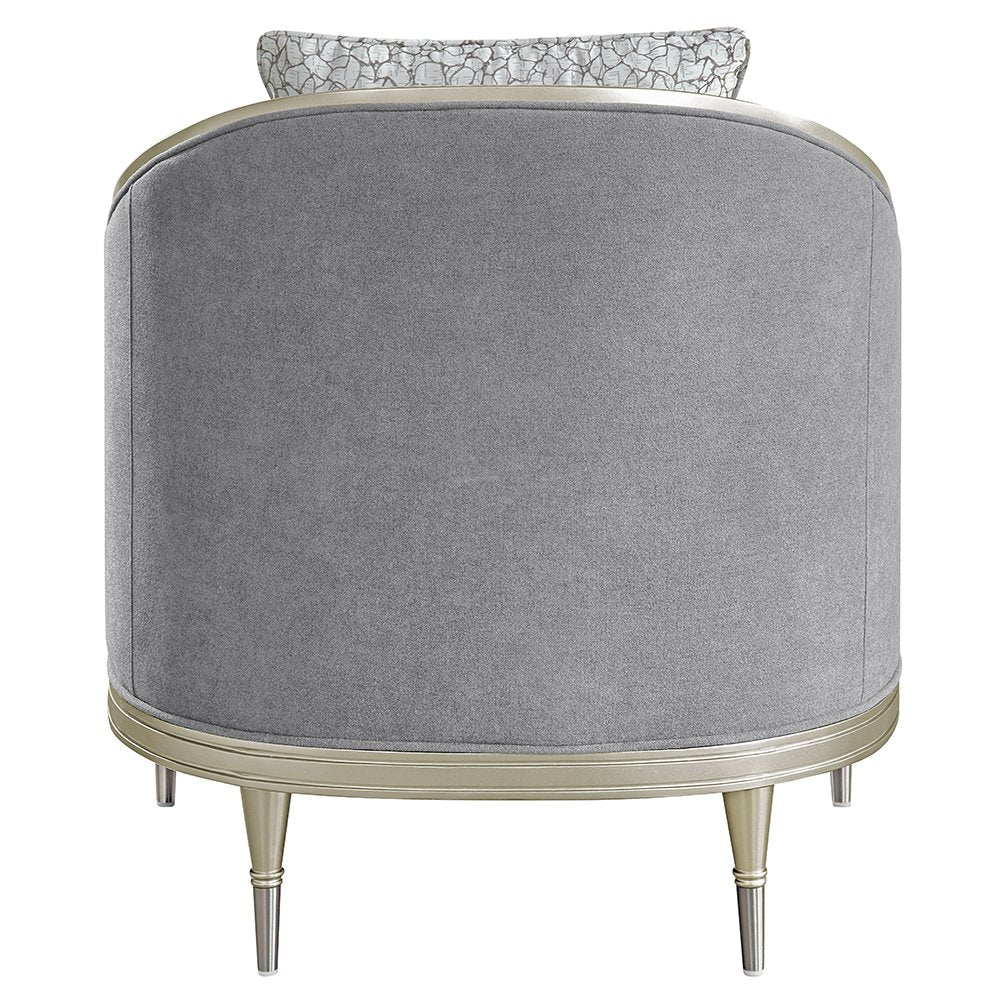 Fernando Chair w/Pillow, Gray Chenille & Champagne