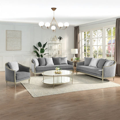 Fernando Chair w/Pillow, Gray Chenille & Champagne
