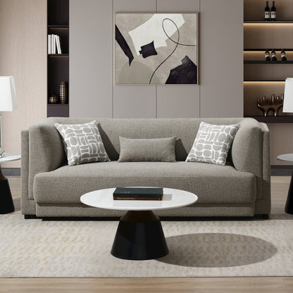 Glenda Sofa w/3 Pillows, Gray Boucle