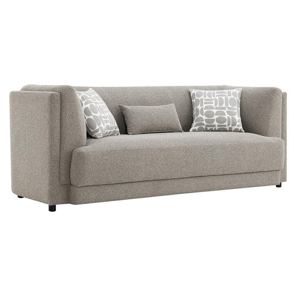 Glenda Sofa w/3 Pillows, Gray Boucle