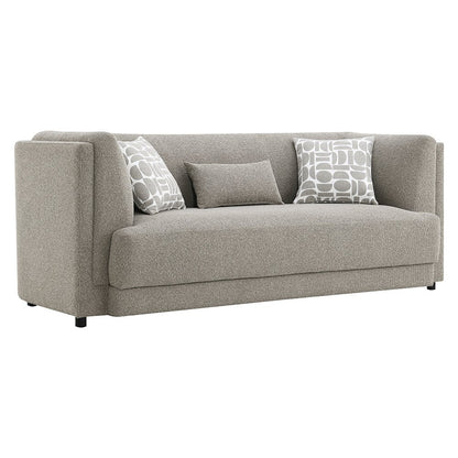 Glenda Sofa w/3 Pillows, Gray Boucle