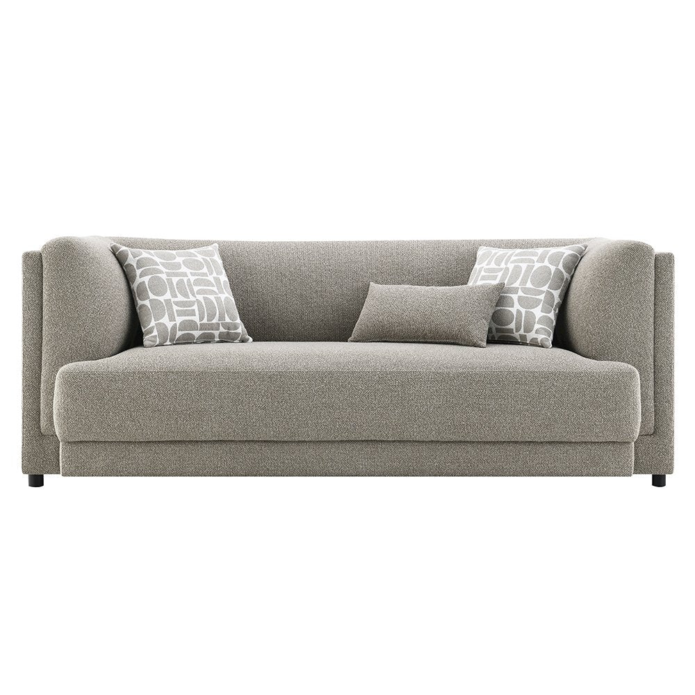 Glenda Sofa w/3 Pillows, Gray Boucle