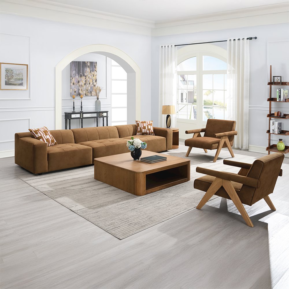 Zoey Modular - RF Arm Chair w/Pillow, Chocolate Suede