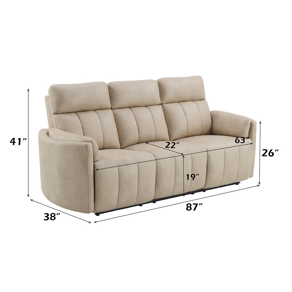 Elison Motion Sofa, Dark Beige Polish Microfiber