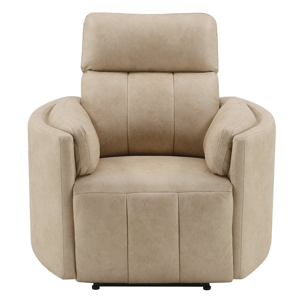 Elison Motion Glider Recliner w/Swivel, Dark Beige Polish Microfiber