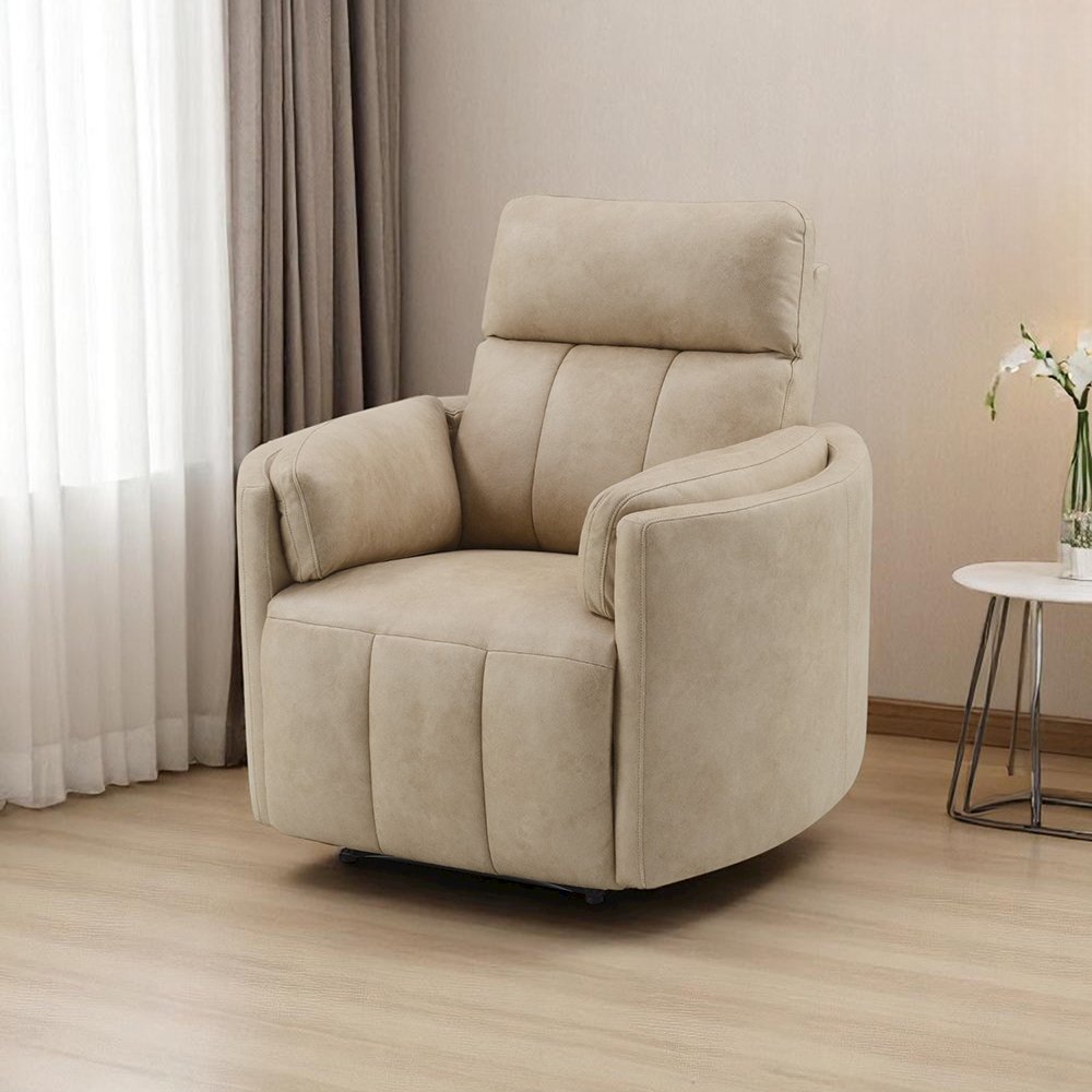 Elison Motion Glider Recliner w/Swivel, Dark Beige Polish Microfiber