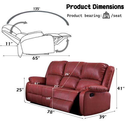 Zuriel Motion Sofa, Red Leatherette