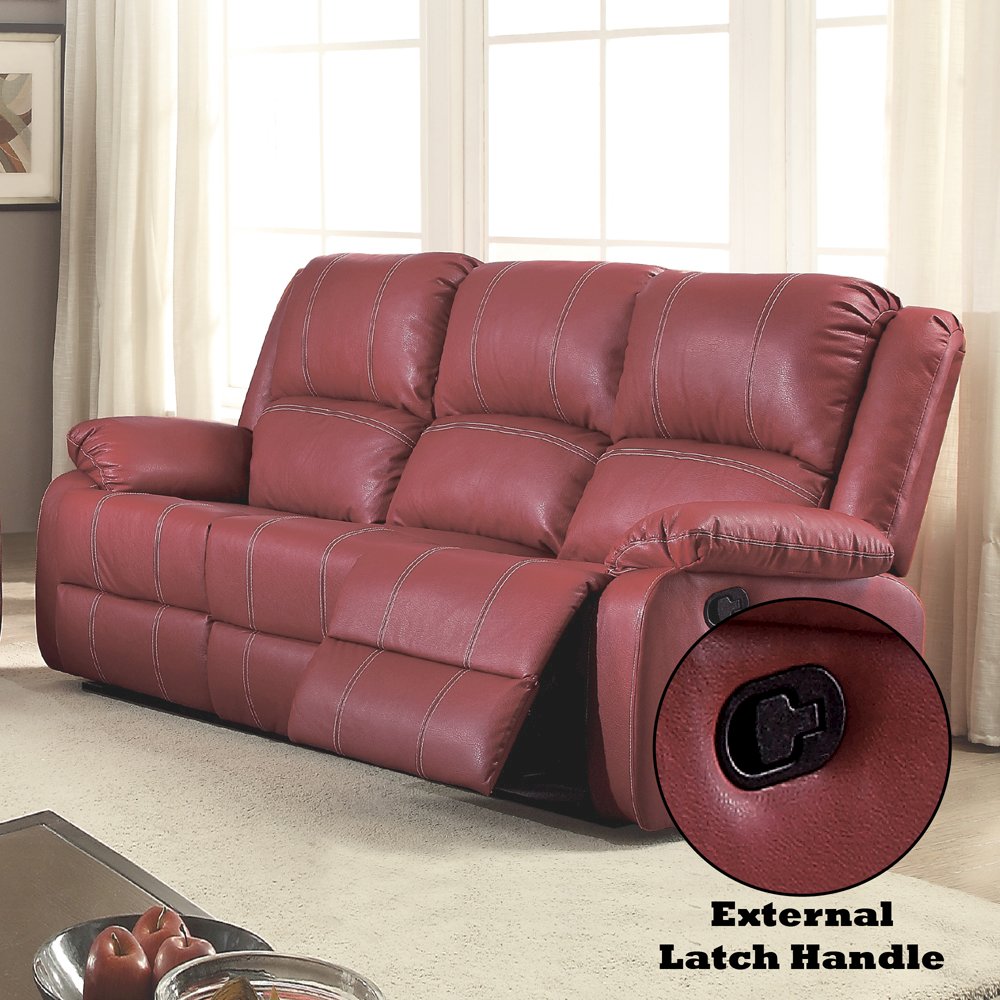 Zuriel Motion Sofa, Red Leatherette