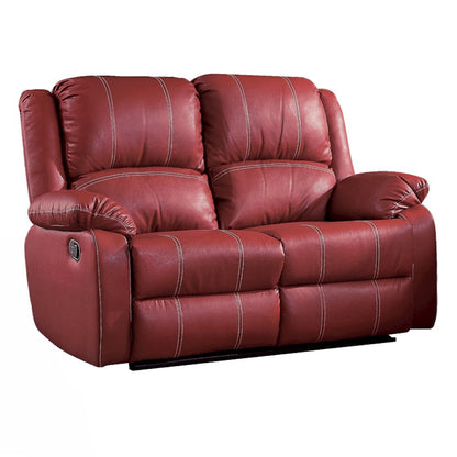 Zuriel Motion Loveseat, Red Leatherette