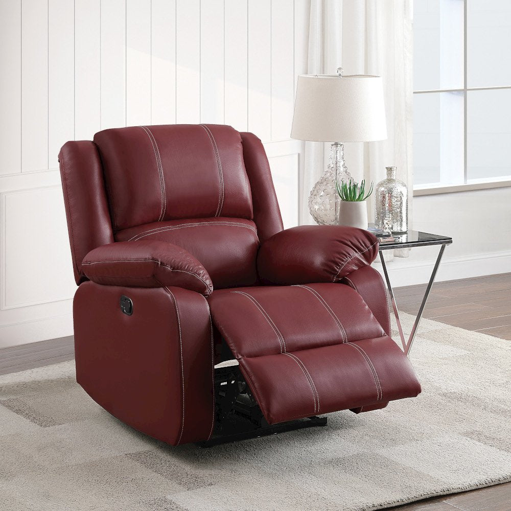 Zuriel Motion Rocker Recliner, Red Leatherette