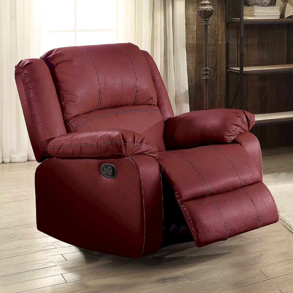 Zuriel Motion Rocker Recliner, Red Leatherette