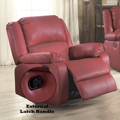 Zuriel Motion Rocker Recliner, Red Leatherette
