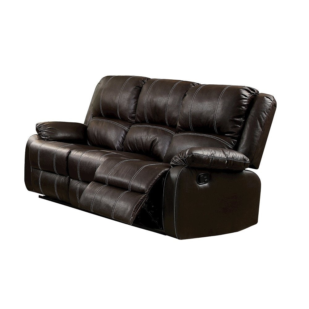 Zuriel Motion Sofa, Brown Leatherette