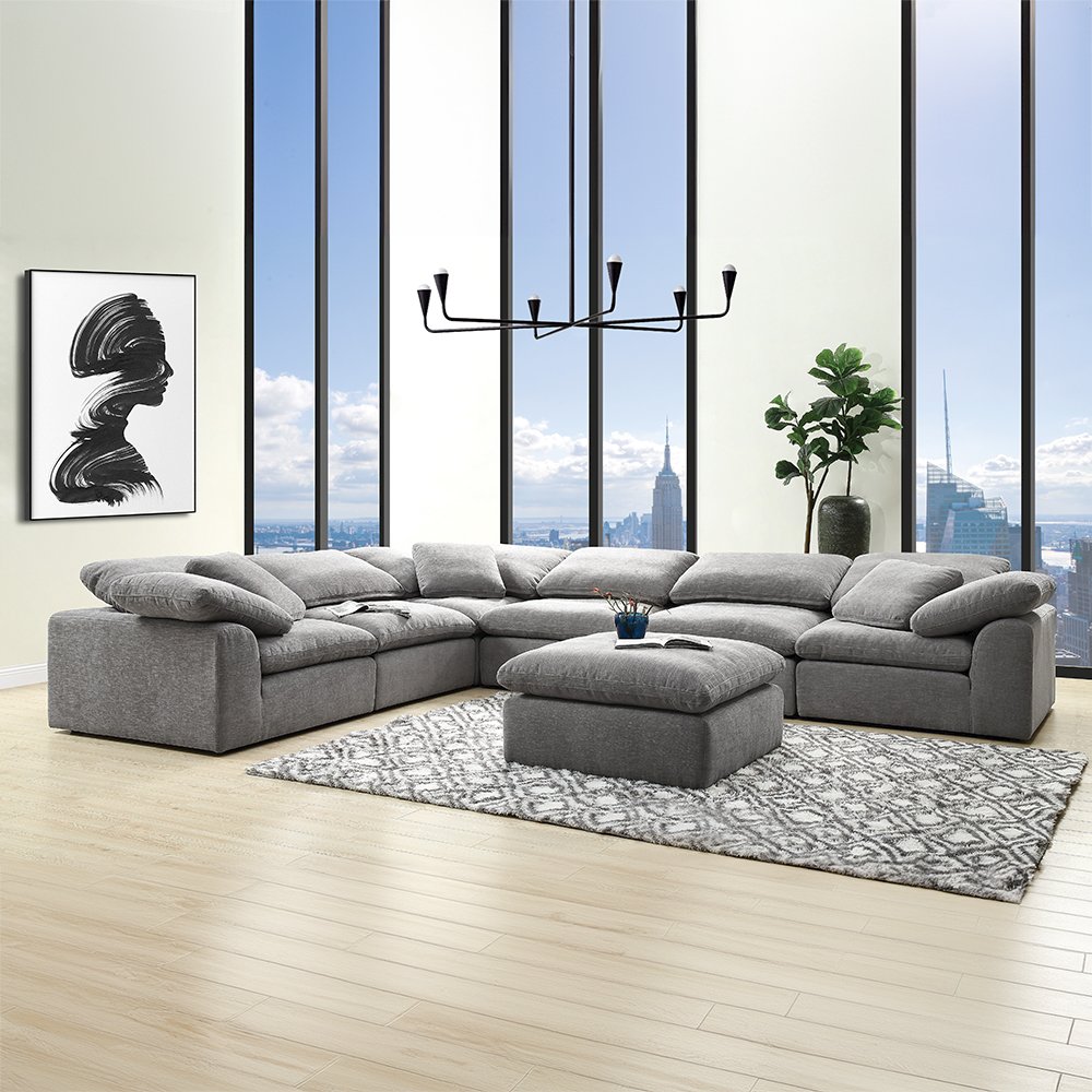 Naveen Modular - Wedge w/Pillow, Gray Linen