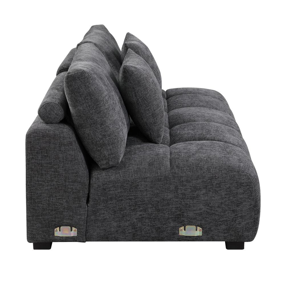 Chosen Sectional Sofa w/6 Pillows, Gray Chenille