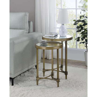 Aditya Nesting End Table, Mirror & Antique Brass