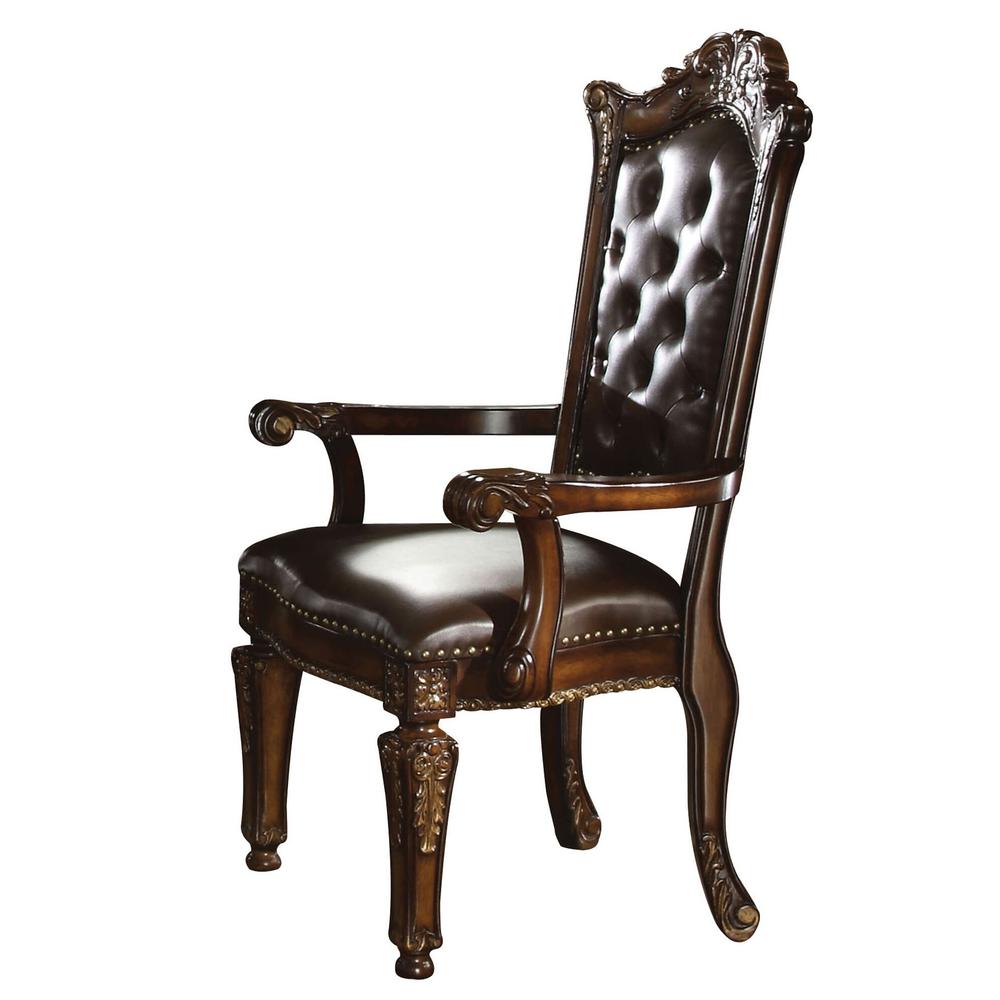 Vendome Arm Chair (Set-2), Leatherette & Cherry