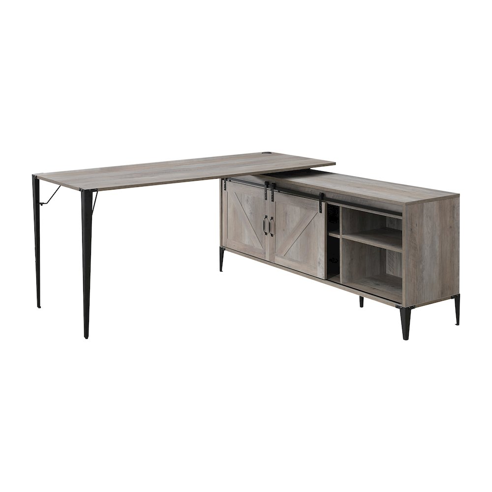 Zakwani Writing Desk-Table, Gray Oak & Black