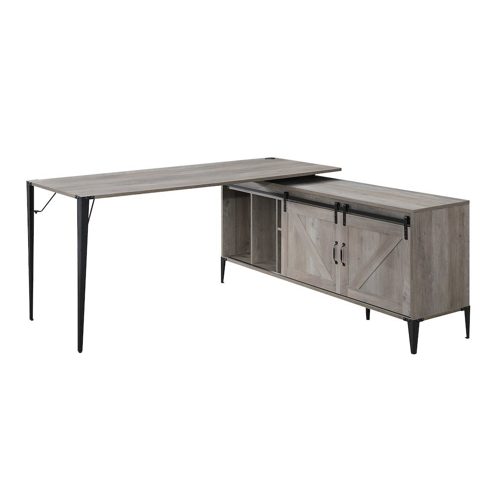 Zakwani Writing Desk-Table, Gray Oak & Black