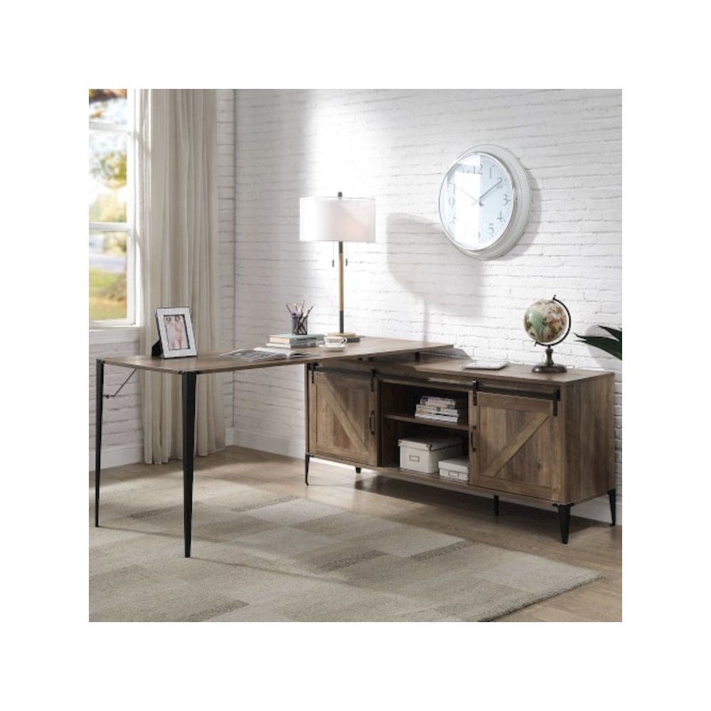Zakwani Writing Desk-Table, Rustic Oak & Black