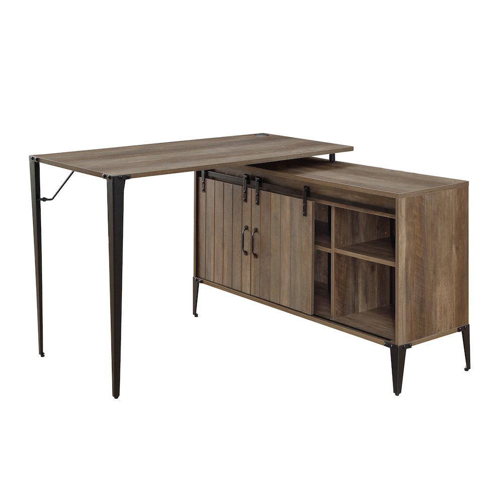 Zakwani Writing Desk, Rustic Oak & Black