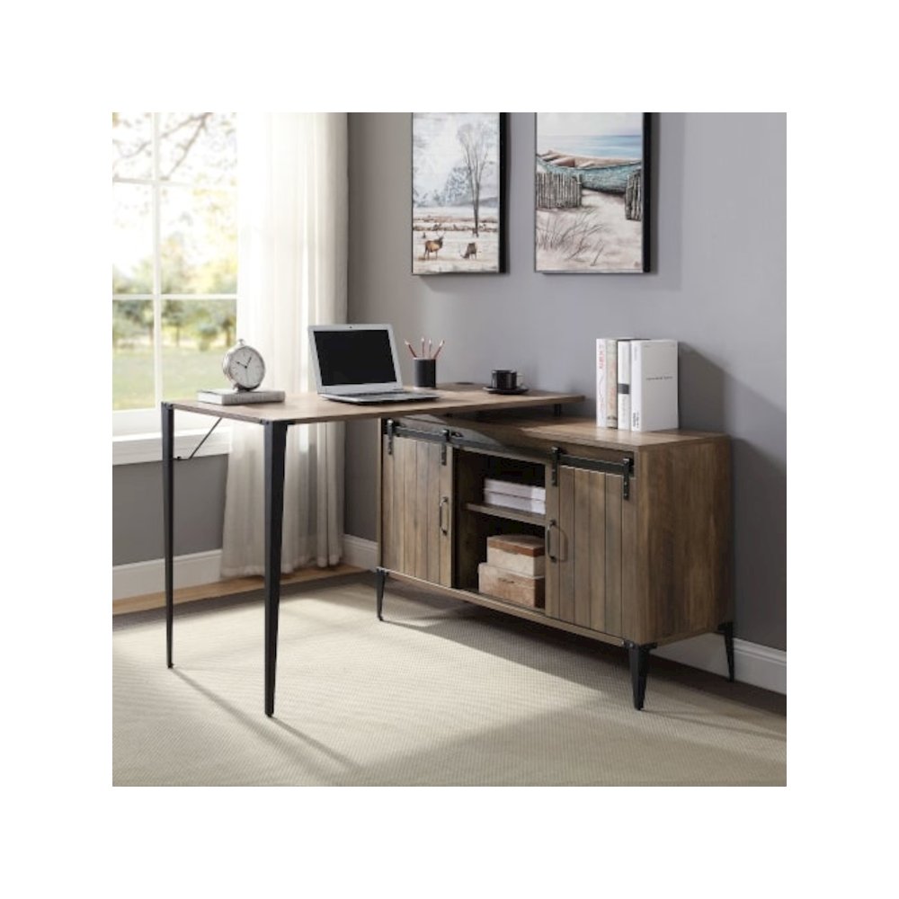 Zakwani Writing Desk, Rustic Oak & Black