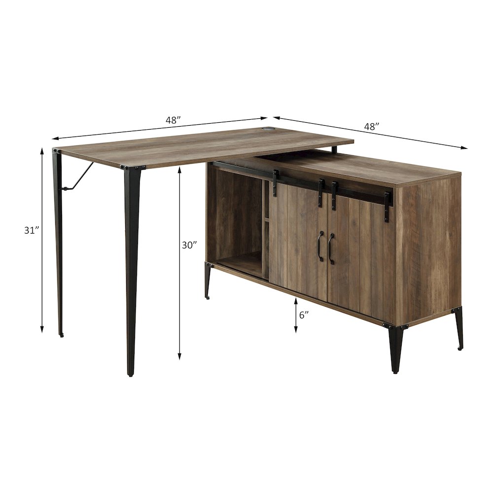 Zakwani Writing Desk, Rustic Oak & Black