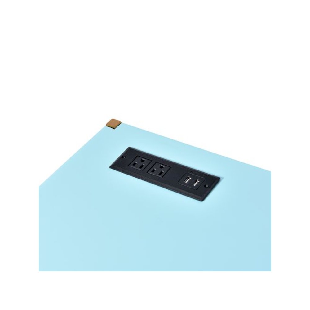 Midriaks Writing Desk w/USB Port, Baby Blue & Gold