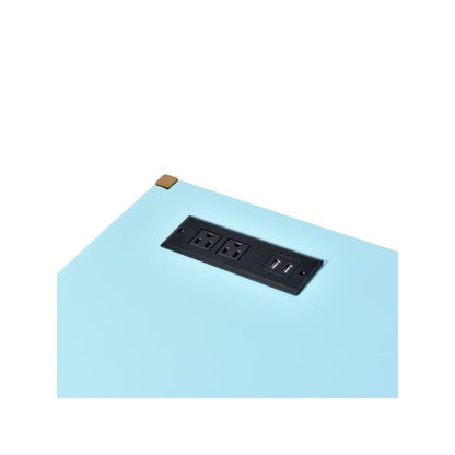 Midriaks Writing Desk w/USB Port, Baby Blue & Gold