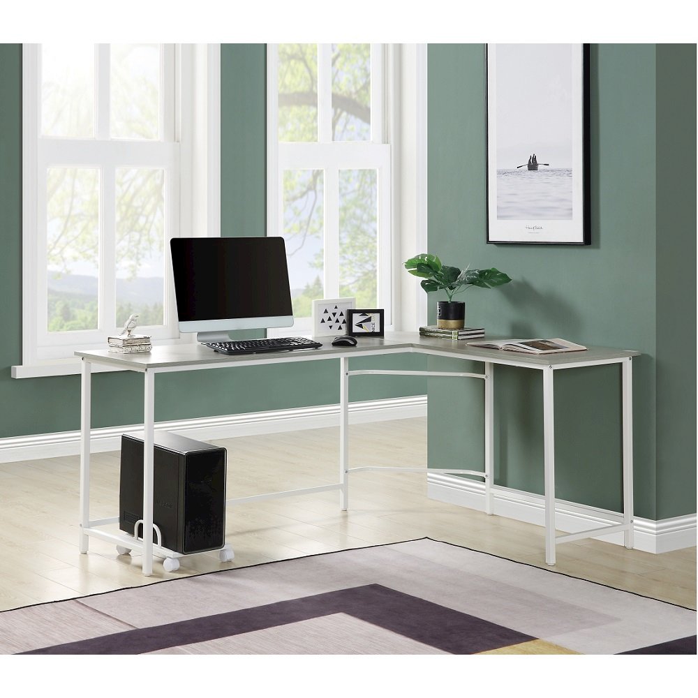 Bambina Computer Desk, Gray & White