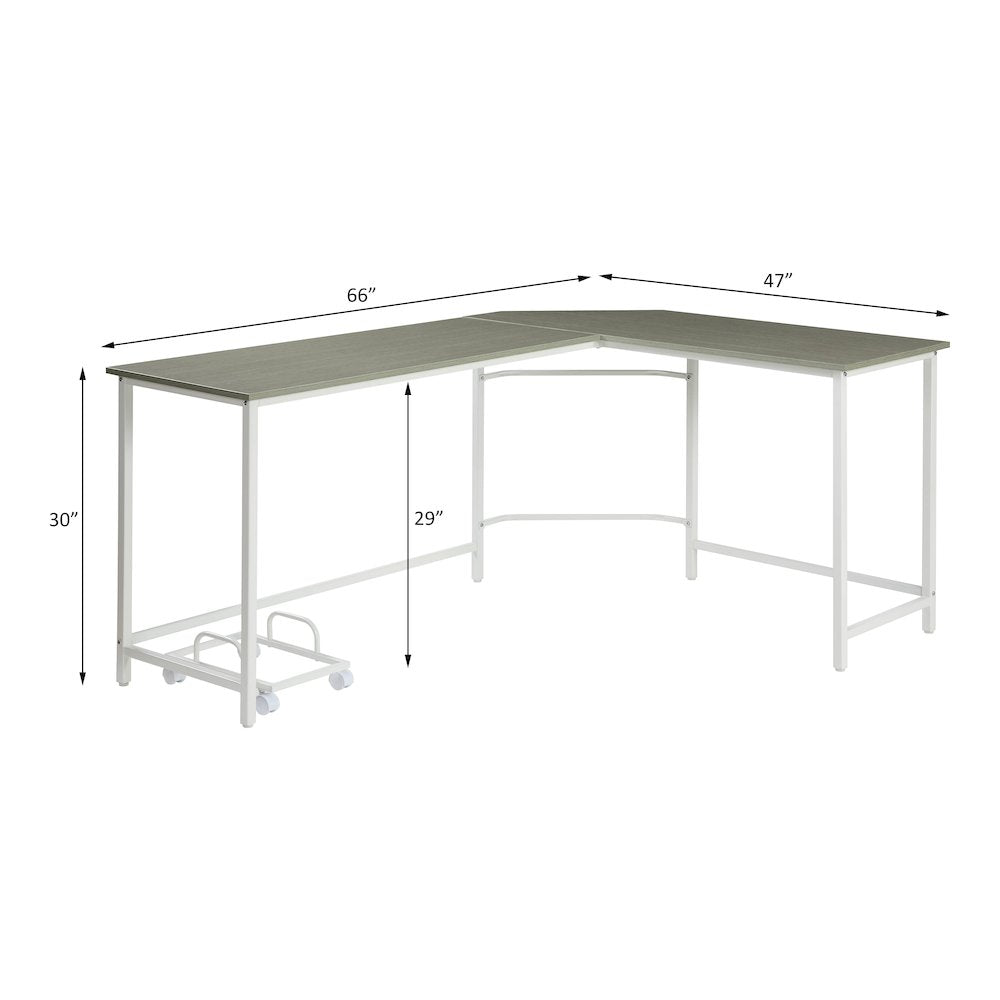 Bambina Computer Desk, Gray & White