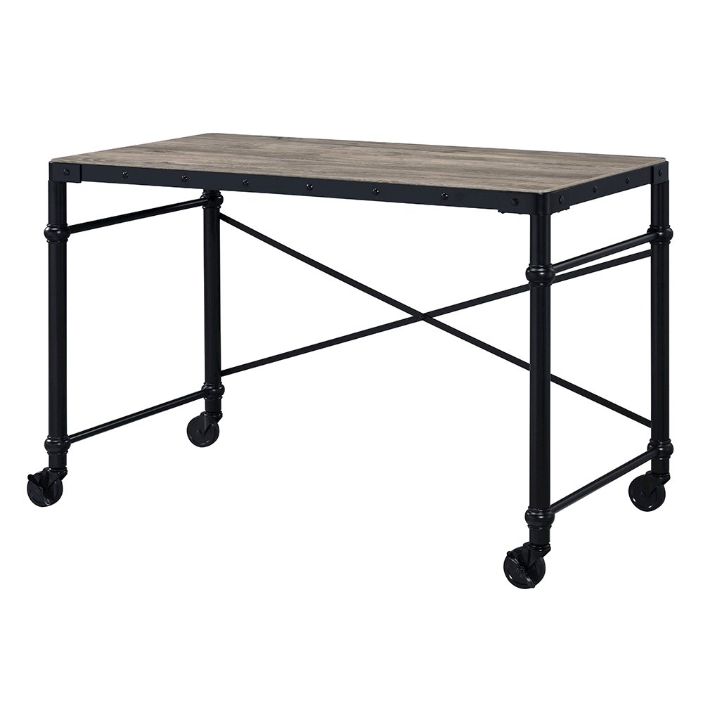 Oklarth Writing Desk, Rustic Oak & Black