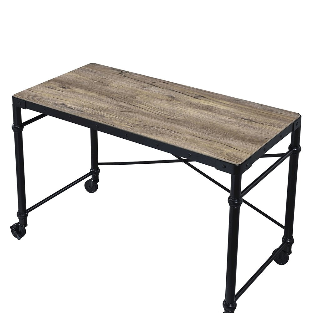 Oklarth Writing Desk, Rustic Oak & Black