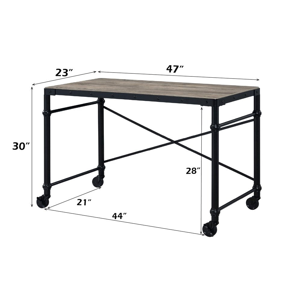Oklarth Writing Desk, Rustic Oak & Black