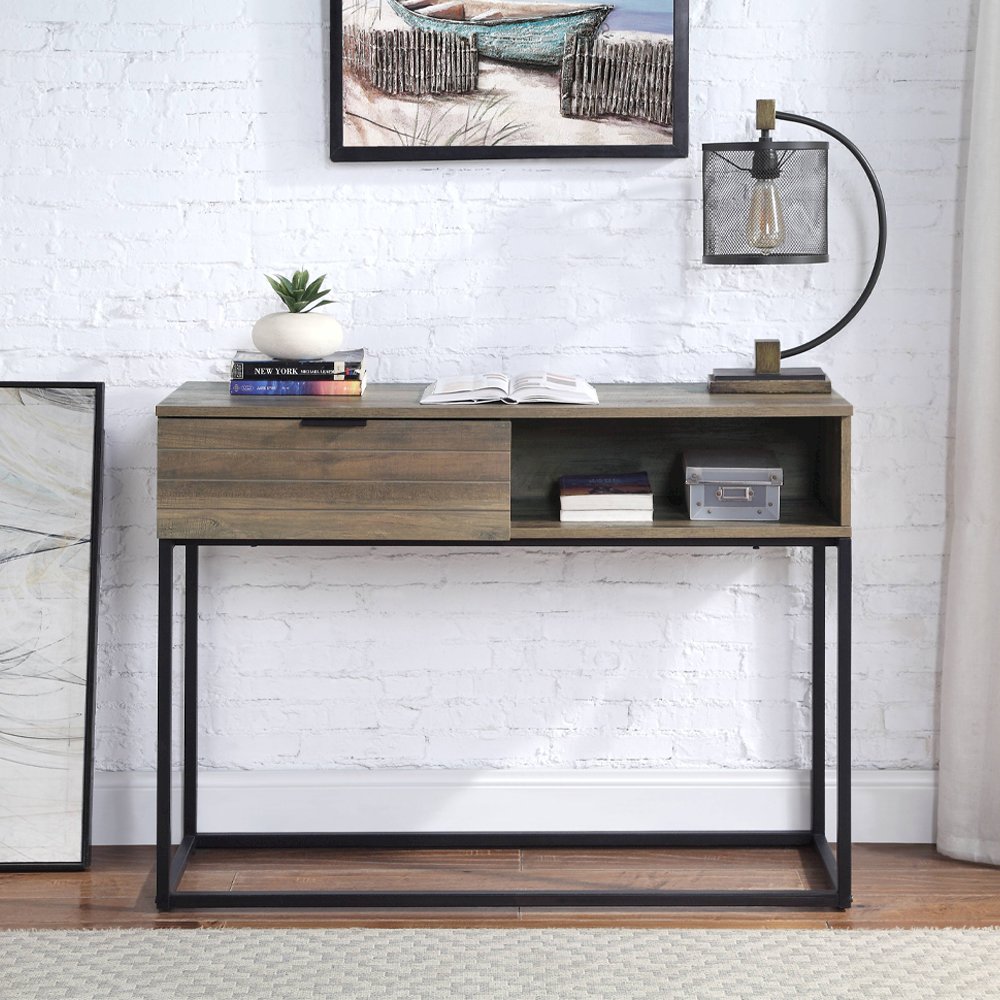 Galeno Writing Desk, Rustic Oak & Black