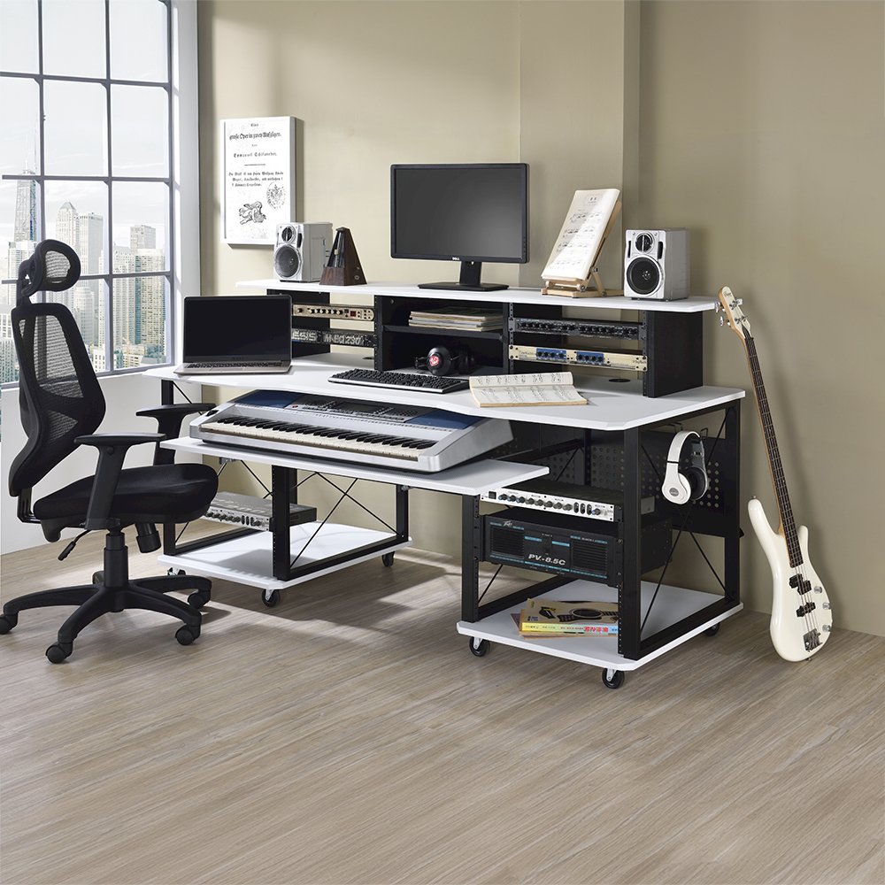 Megara Music Desk, White & Black