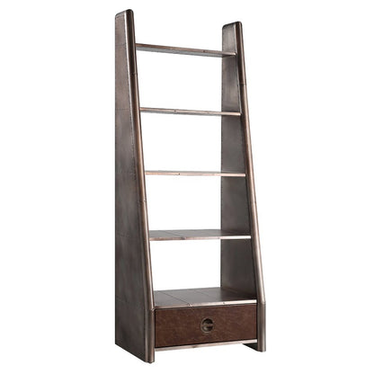 Brancaster Bookcase, Bronze Aluminium & Morrocco Top Grain Leather