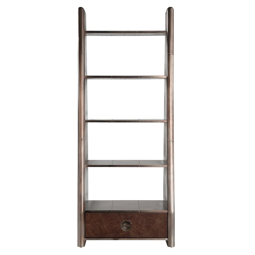 Brancaster Bookcase, Bronze Aluminium & Morrocco Top Grain Leather