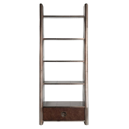 Brancaster Bookcase, Bronze Aluminium & Morrocco Top Grain Leather