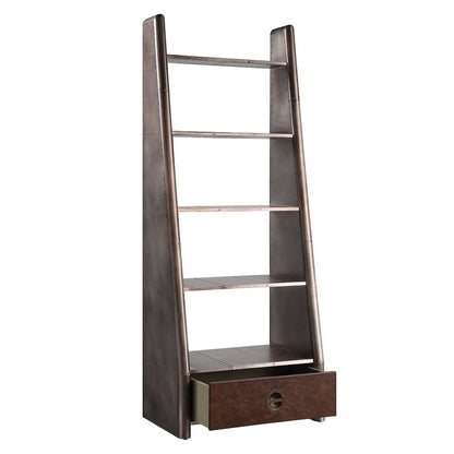 Brancaster Bookcase, Bronze Aluminium & Morrocco Top Grain Leather