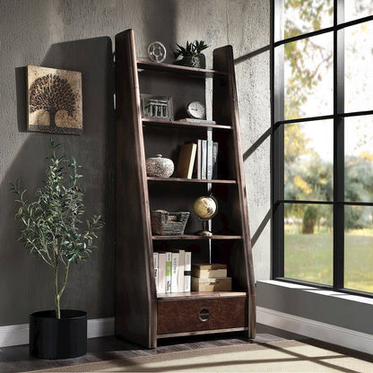 Brancaster Bookcase, Bronze Aluminium & Morrocco Top Grain Leather
