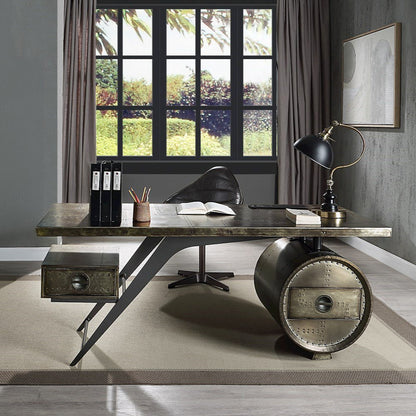 Brancaster Executive Desk w/USB Port, Bronze Aluminum