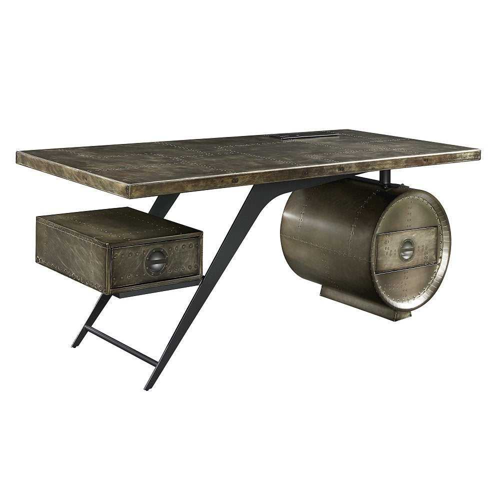 Brancaster Executive Desk w/USB Port, Bronze Aluminum