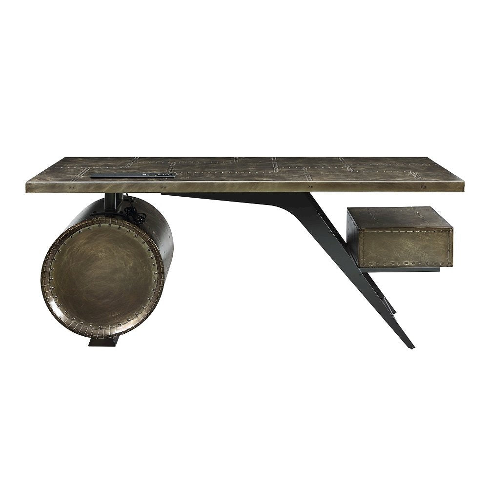 Brancaster Executive Desk w/USB Port, Bronze Aluminum