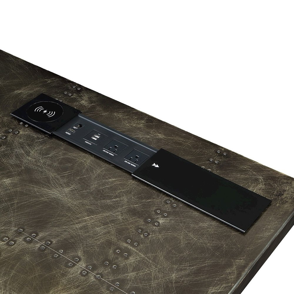 Brancaster Executive Desk w/USB Port, Bronze Aluminum